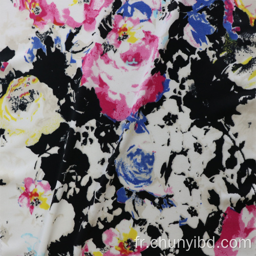 Bon motif de fleurs de design poly 96% sp 4% tissu en jersey simple imprimé respirant pour t-shirt / usure de loisirs